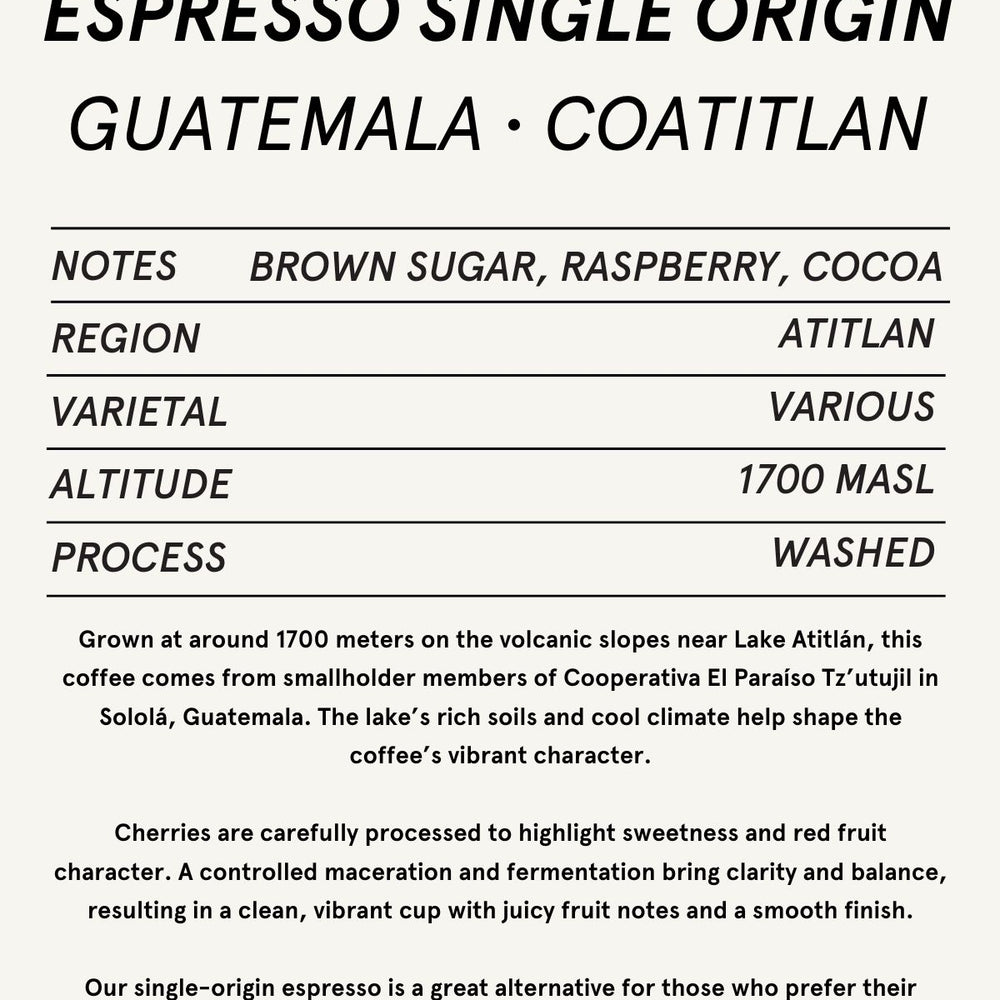 
                      
                        ESPRESSO - SINGLE ORIGIN
                      
                    