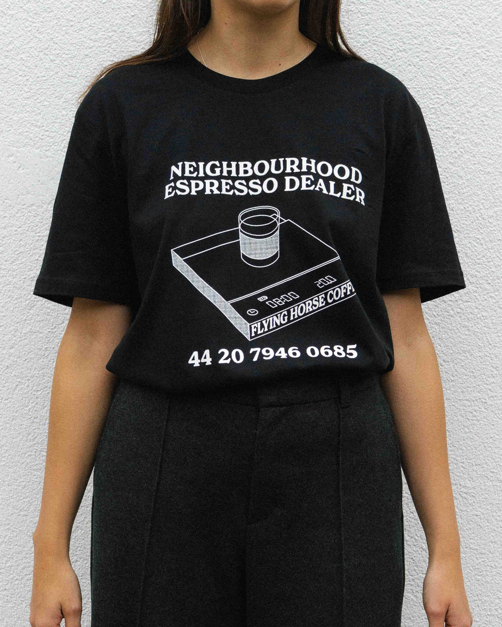 'ESPRESSO DEALER' T SHIRT IN BLACK